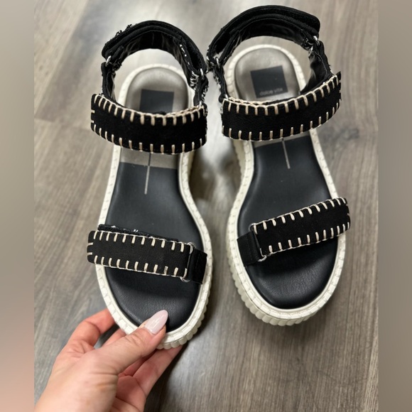 Dolce Vita Black Sandals with White Accents - Picture 7 of 8